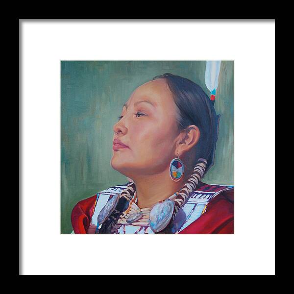 Native American Framed Print featuring the painting Beauty by Christine Lytwynczuk