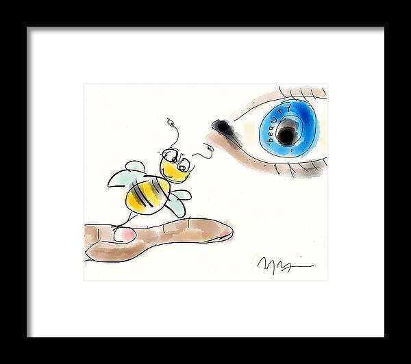 Bee Framed Print featuring the drawing Beauty Is In The Eye Of The Beholder by Jason Nicholas
