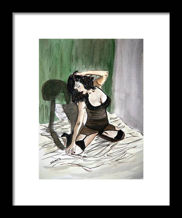 Nude Framed Prints Framed Print featuring the painting Bed Passion. by Shlomo Zangilevitch