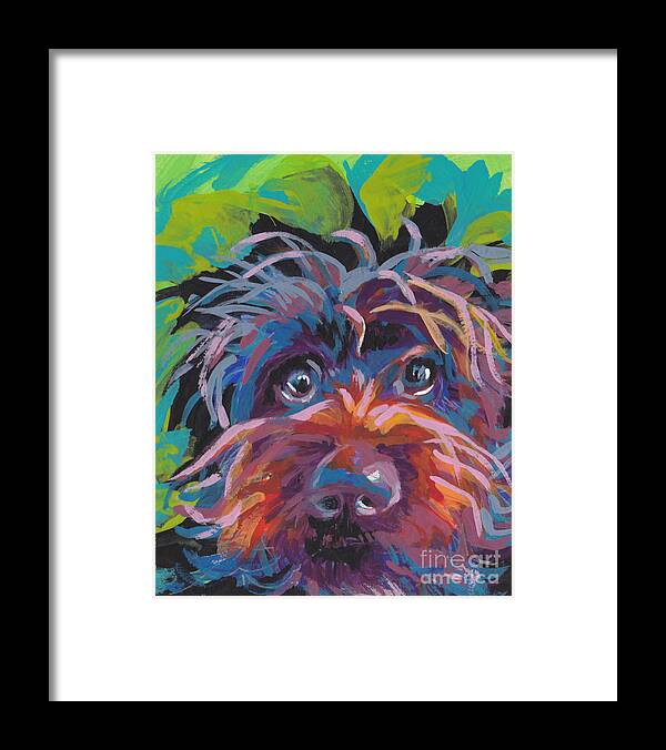 Wirehaired Pointing Griffon Framed Print featuring the painting Bedhead Griff by Lea S