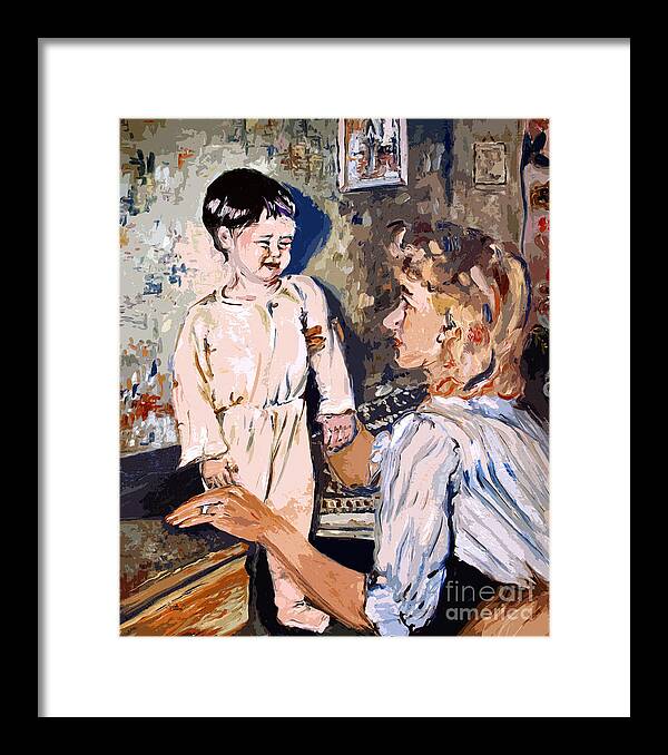 Children Framed Print featuring the painting Bedtime Ginette Self Portrait as Child by Ginette Callaway