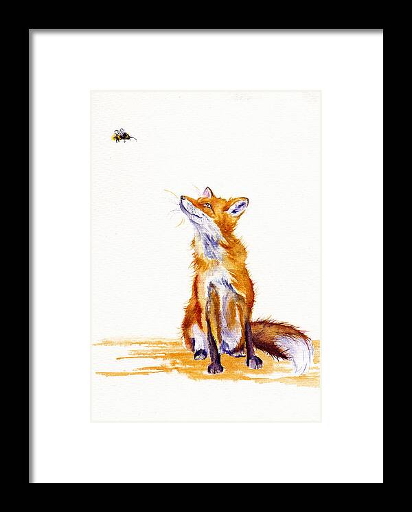 Fox Framed Print featuring the painting Bee Enchanted - Fox by Debra Hall