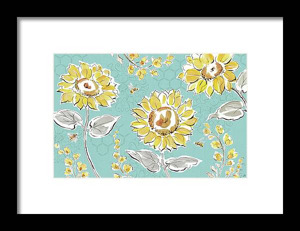 Animals Framed Print featuring the painting Bee Happy I by Daphne Brissonnet