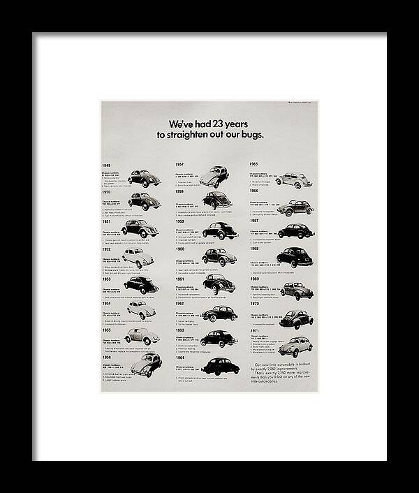 Volkswagen Framed Print featuring the photograph Beetle Evolution by Benjamin Yeager