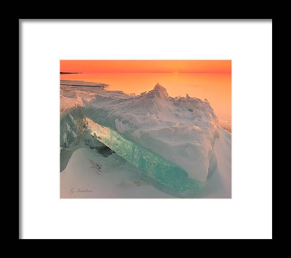 Sunrise-lake Superior-ice Water-beaches-landscapes-bighton Beach-duluth Mn-snow-winter-great Lakes-northshore Framed Print featuring the photograph Behemothian by Gregory Israelson