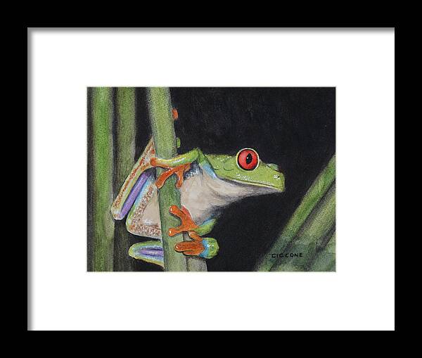 Frog Framed Print featuring the painting Being Green by Jill Ciccone Pike