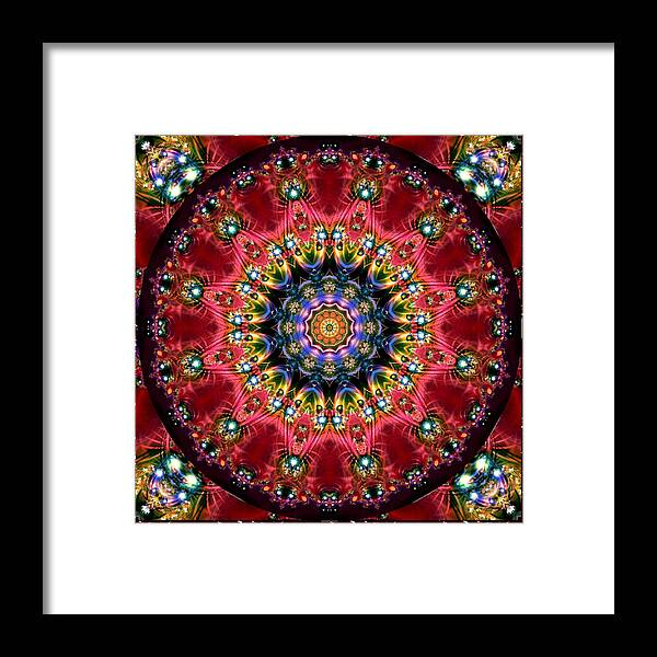Kaleidoscope Framed Print featuring the digital art Bejewelled Mandala No 4 by Charmaine Zoe