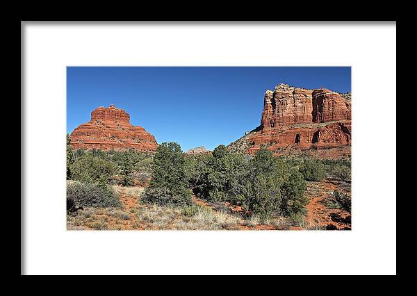 Bell Rock Framed Print featuring the photograph Bell Rock and Courthouse Butte by Penny Meyers