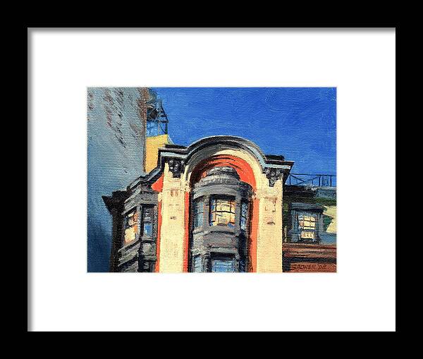 Landscape Framed Print featuring the painting Belleclaire Hotel by Peter Salwen
