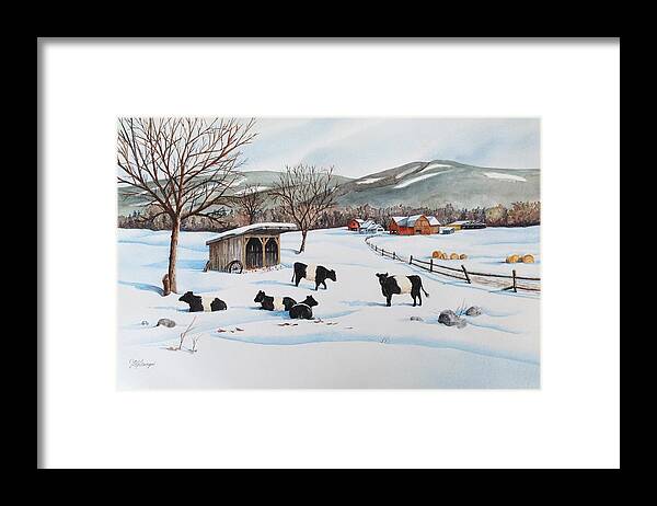 Galloway Framed Print featuring the painting Belties in the Snow by Joseph Burger