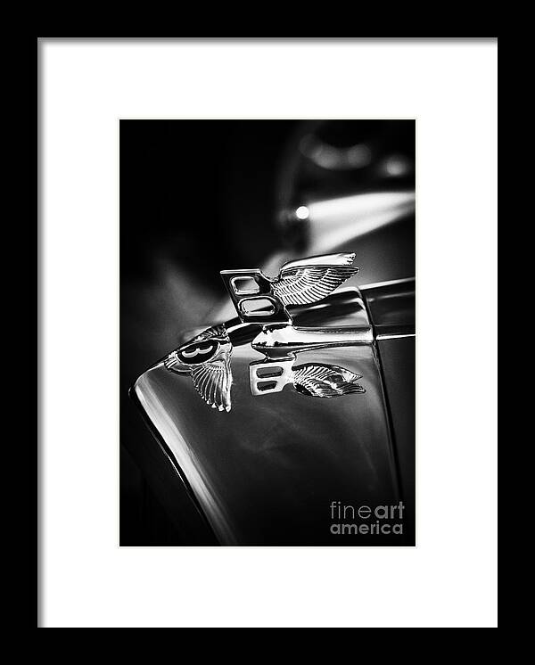 Bentley Framed Print featuring the photograph Bentley Hood Ornament by Tim Gainey