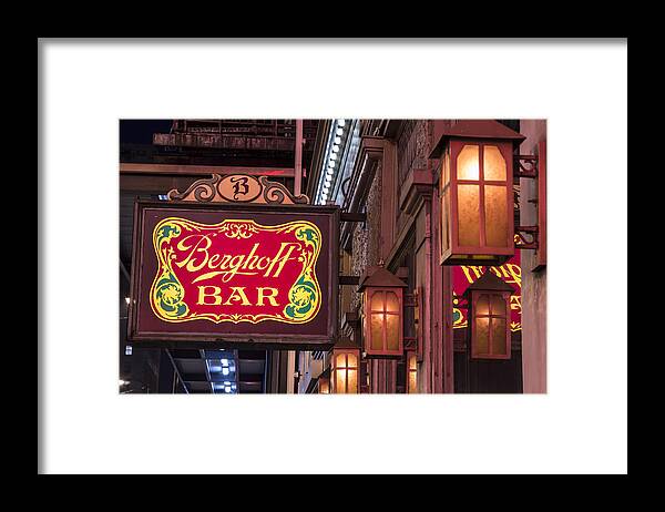 Chicago Framed Print featuring the photograph Berghoff Bar Sign by John McGraw