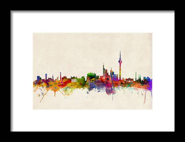 City Skyline Framed Print featuring the digital art Berlin City Skyline by Michael Tompsett