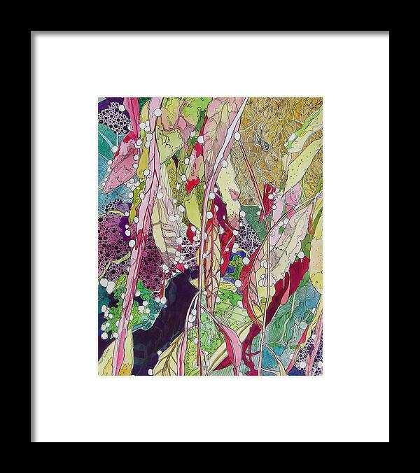 Pen And Ink Framed Print featuring the mixed media Berries and Cactus by Terry Holliday