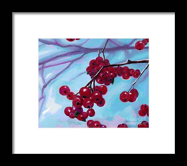 Berries Framed Print featuring the painting Berries in Winter by Jackie Case