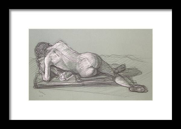 Realism Framed Print featuring the painting Bert Reclining by Donelli DiMaria