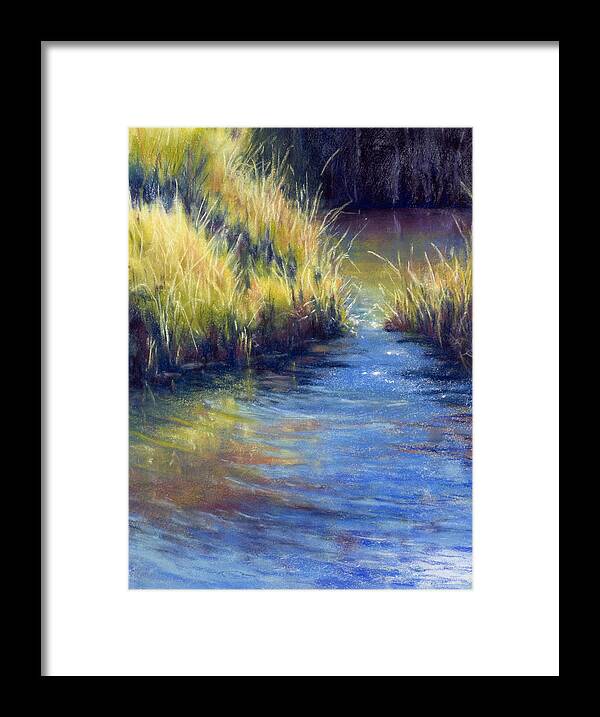 Evergreen Colorado Framed Print featuring the painting Beside Still Water by Marjie Eakin-Petty