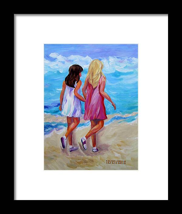 Girls Framed Print featuring the painting Best friends forever by Rosie Sherman