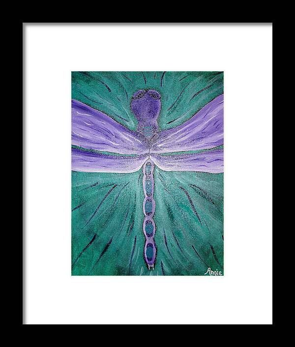 Dragonfly Framed Print featuring the painting Bethany's Dragonfly by Angie Butler