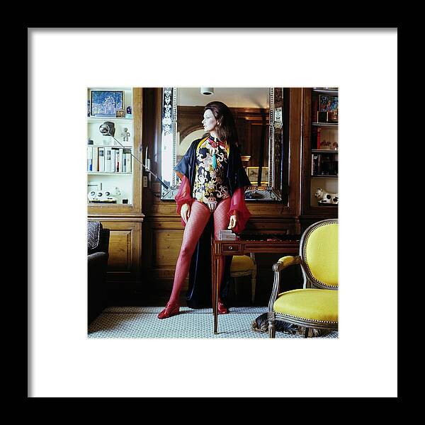 Accessories Framed Print featuring the photograph Betsy Pickering Theodoracopulos At Home by Bert Stern