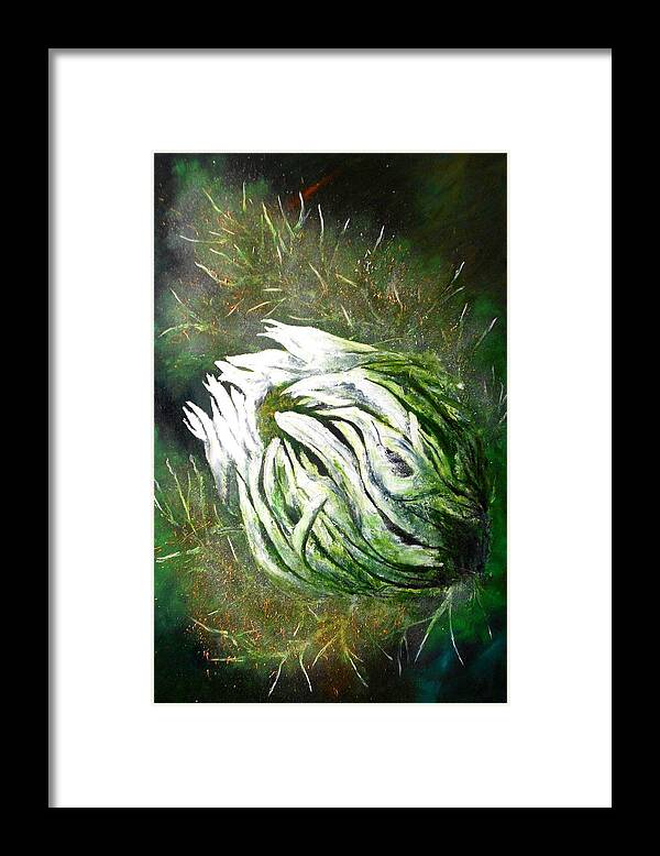 Flower Framed Print featuring the painting Beware of the Thorns by Maris Sherwood