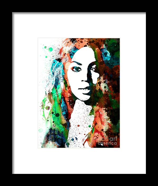 Beyonce Watercolour Painting Print Framed Print featuring the painting Beyonce by Watercolor Girl