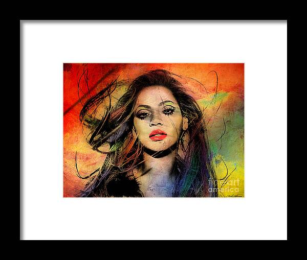 Beyonce Framed Print featuring the painting Beyonce by Mark Ashkenazi