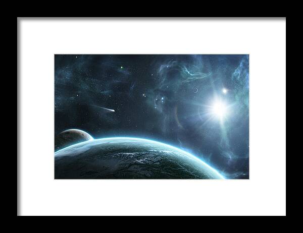 Comet Framed Print featuring the drawing Beyond by Lev Savitskiy
