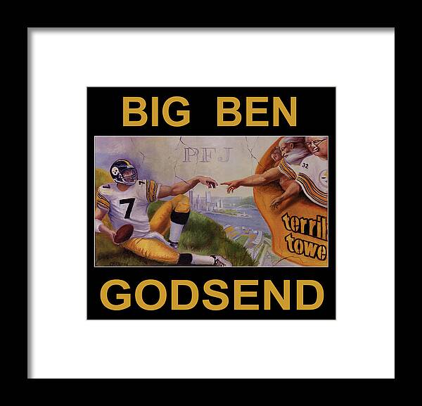 Ben Roethlisberger Framed Print featuring the painting Big Ben Godsend by Fred Carrow