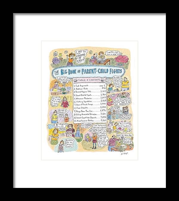 Children - General Framed Print featuring the drawing 'big Book Of Parent-child Fights' by Roz Chast