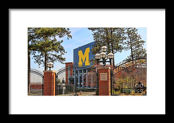 Michigan Stadium Framed Print featuring the photograph Big House Entrance 5064 by Jack Schultz
