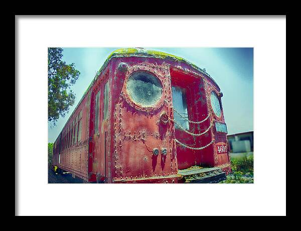Train Framed Print featuring the photograph Big Red Car #4601 by Joseph Hollingsworth
