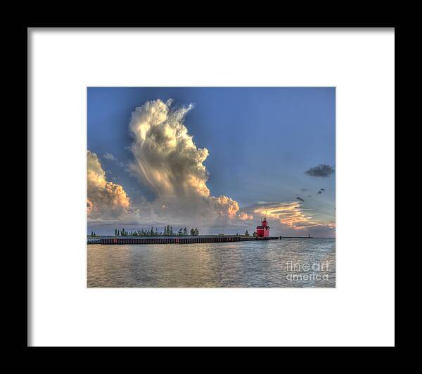 Holland Framed Print featuring the photograph Big Red Lighthouse in Holland by Twenty Two North Photography