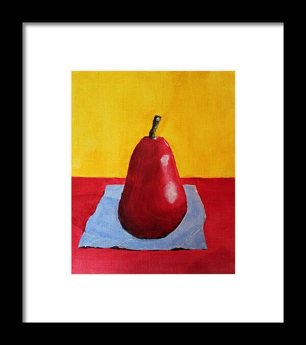 Pear Framed Print featuring the painting Big Red Pear by Melvin Turner