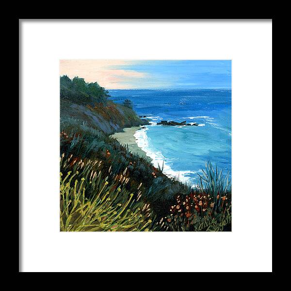 Landscape Framed Print featuring the painting Big Sur Coastline by Alice Leggett