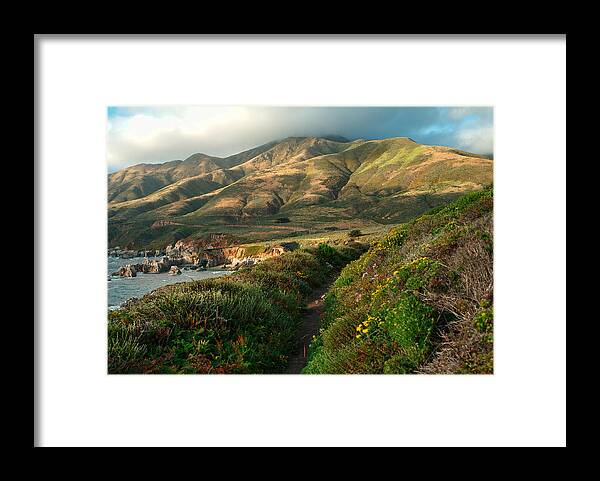 Landscape Framed Print featuring the photograph Big Sur Trail at Soberanes Point by Charlene Mitchell