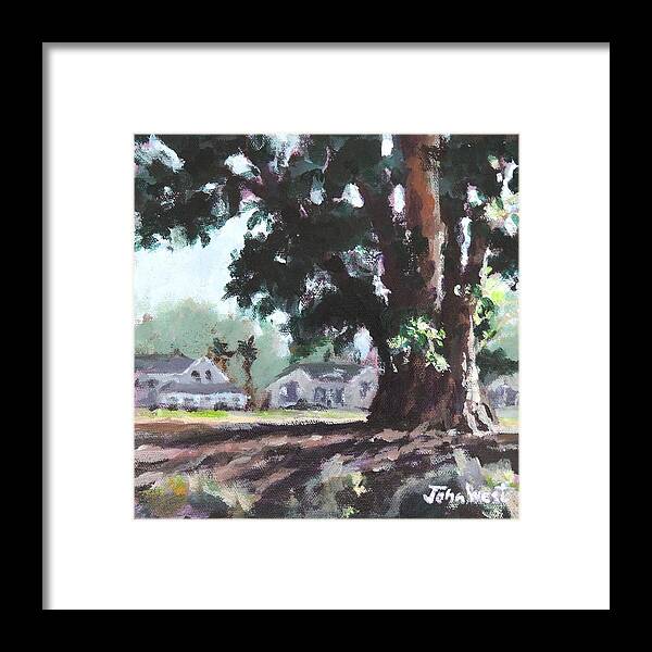 Pleasanton Park Framed Print featuring the painting Big Tree by John West