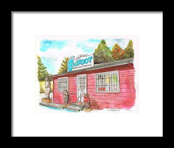 Bigfoot Discovery Museum Framed Print featuring the painting Bigfoot Discovery Museum, Felton, California by Carlos G Groppa