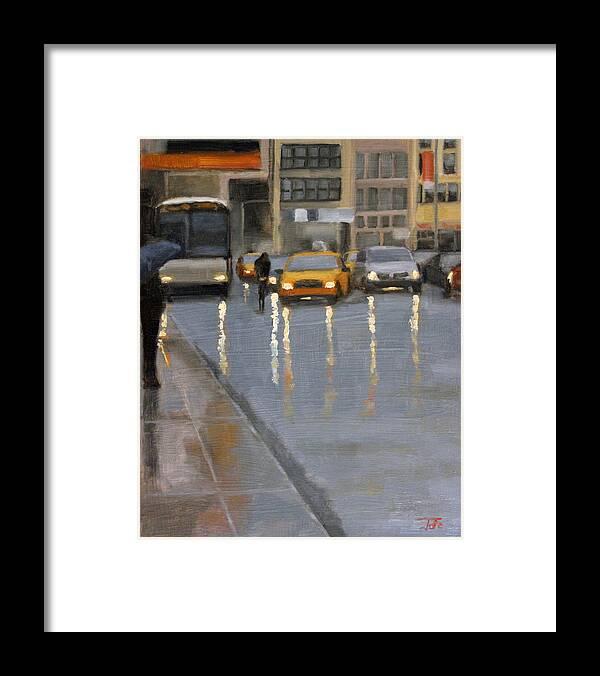 Cityscape Framed Print featuring the painting Bikers skill by Tate Hamilton