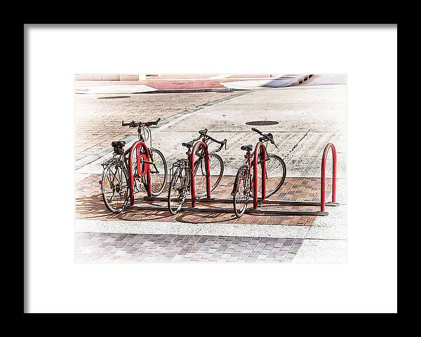 Bicycles Framed Print featuring the photograph Bikes by Jessica Levant