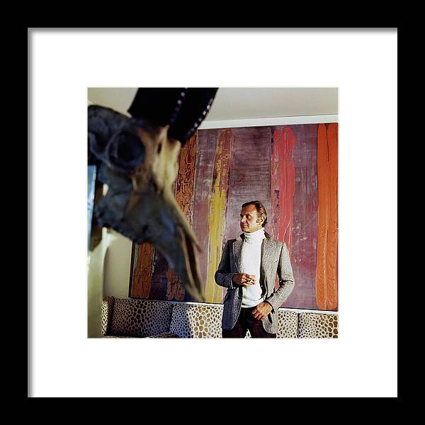 Animal Framed Print featuring the photograph Bill Blass At Home by Horst P. Horst