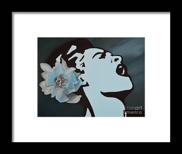 Mixed Media Framed Print featuring the painting Billie Holiday by Alys Caviness-Gober