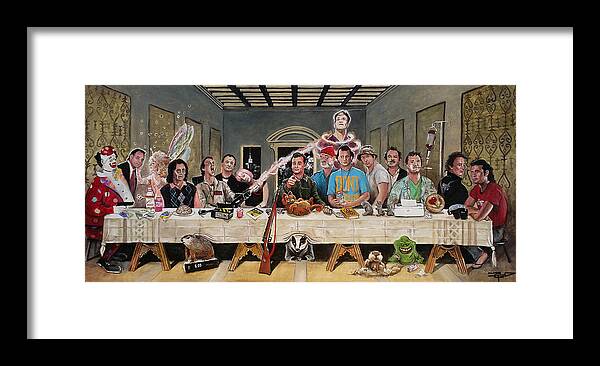 Bill Murray Framed Print featuring the painting Bills Last Supper by Tom Carlton