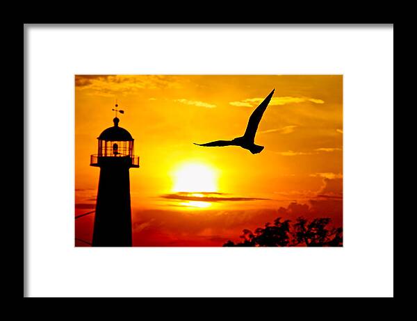 Biloxi Lighthouse Framed Print featuring the photograph Biloxi Lighthouse Sunset by Jim Albritton