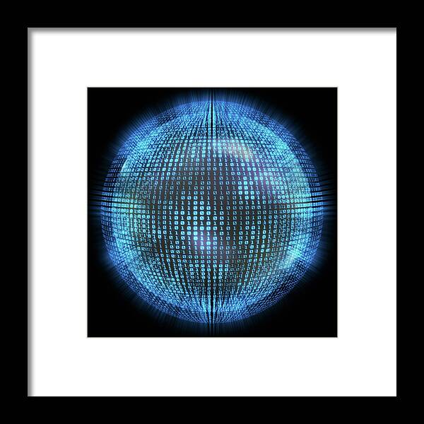 Nobody Framed Print featuring the photograph Binary Code On A Sphere by Ktsdesign