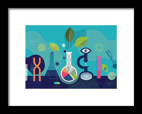 Stem Cell Framed Print featuring the drawing Biomedical Research Laboratory Concept by DrAfter123