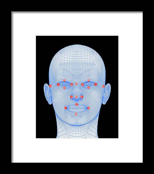 Artwork Framed Print featuring the photograph Biometric Facial Map by Alfred Pasieka