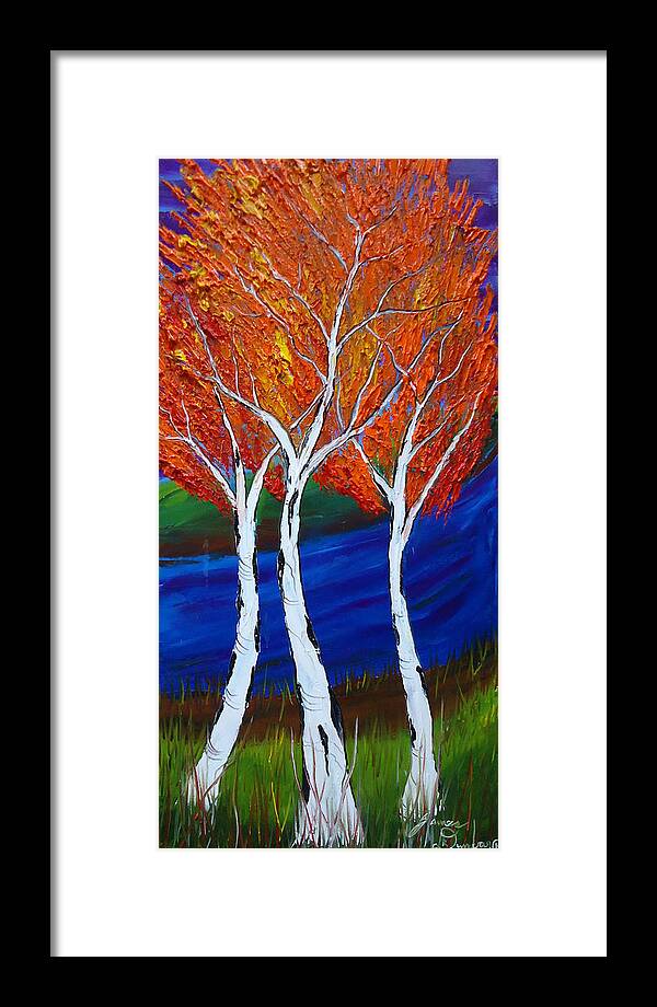  Framed Print featuring the painting Birch Tree Of Autumn 7 by James Dunbar