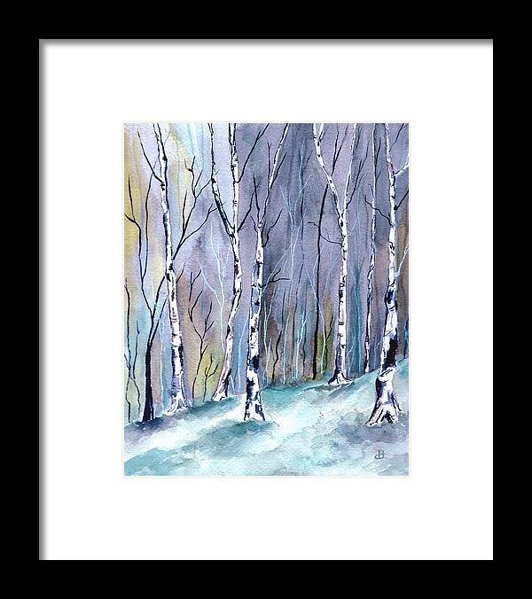 Landscape Framed Print featuring the painting Birches In The Forest by Brenda Owen