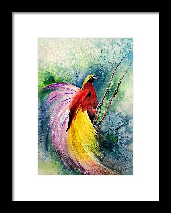 Painting Framed Print featuring the painting Bird of paradise New-Guinea by Isabel Salvador